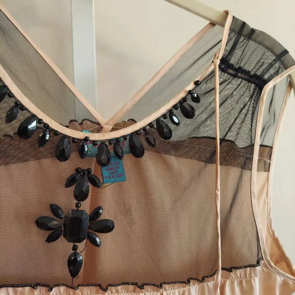 Plenty by Tracy Reese Silk Blouse‎ Y2K Mesh Beaded Peplum Fairy Grunge Ballet - Picture 5 of 8